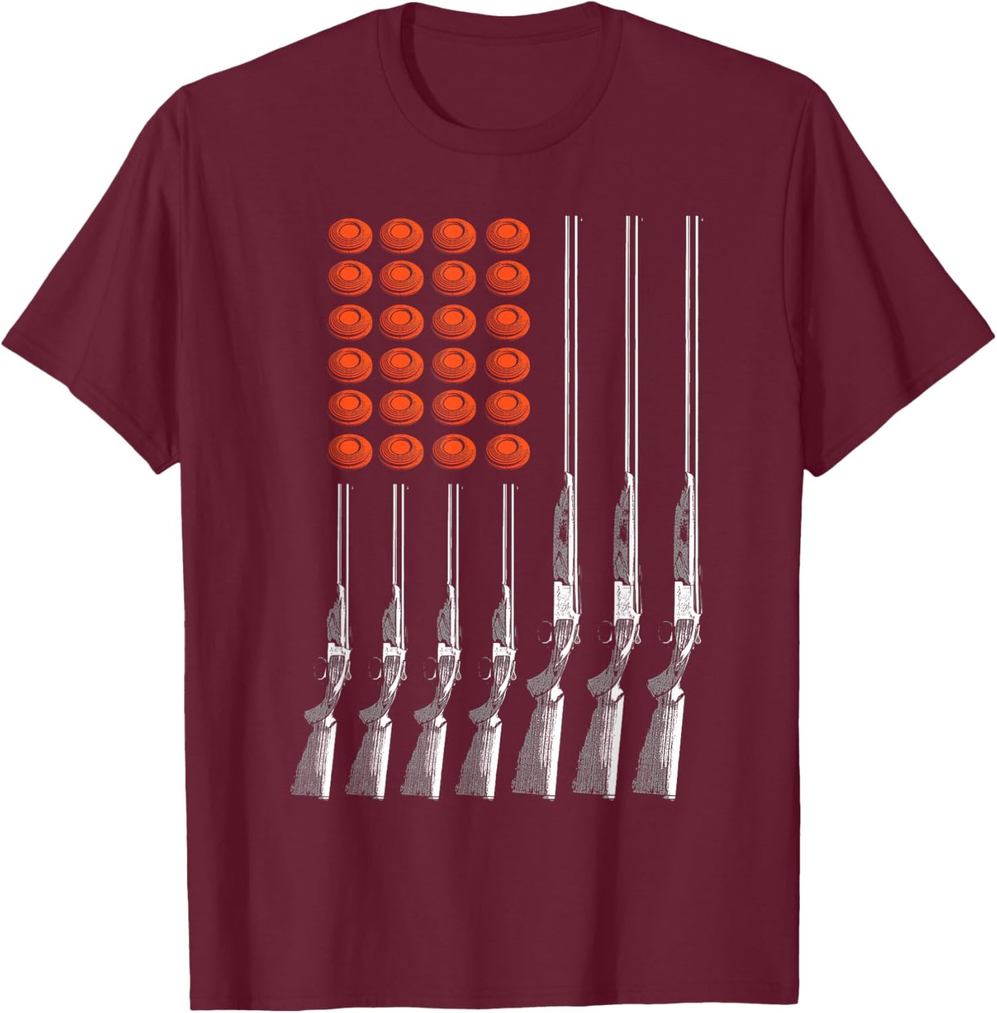 American Flag Trap Shooting Funny Skeet Sport Gift Men Women T-Shirt - T-Shirt | Maroon
