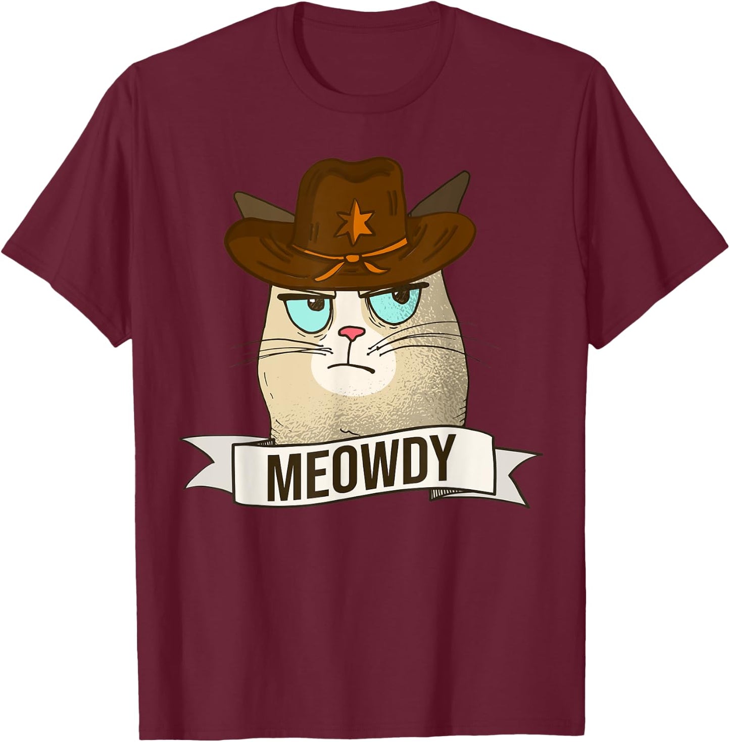 Funny Meowdy Shirt Cowboy Texas Cat T-Shirt - T-Shirt | Maroon