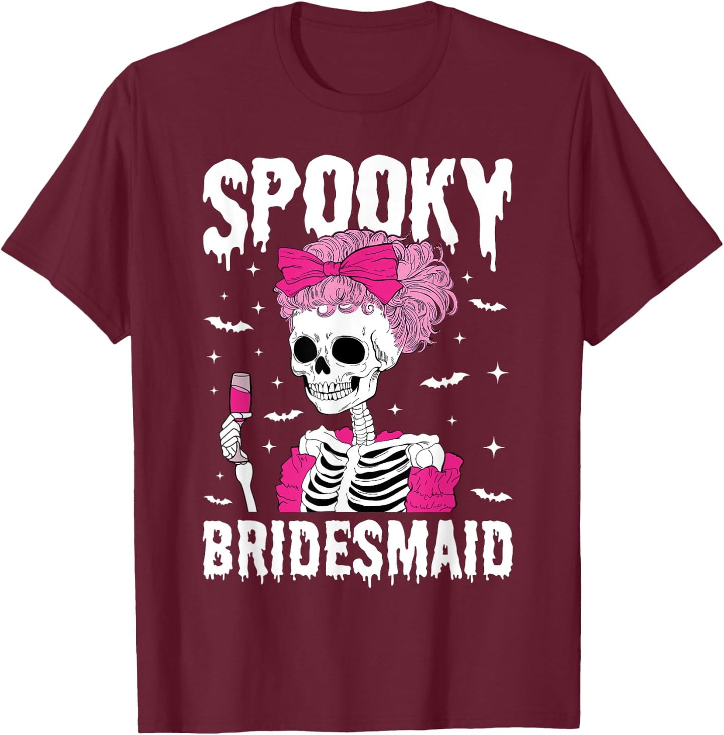 Spooky Bridesmaid Drinking Bachelorette Party Halloween T-Shirt - T-Shirt | Maroon