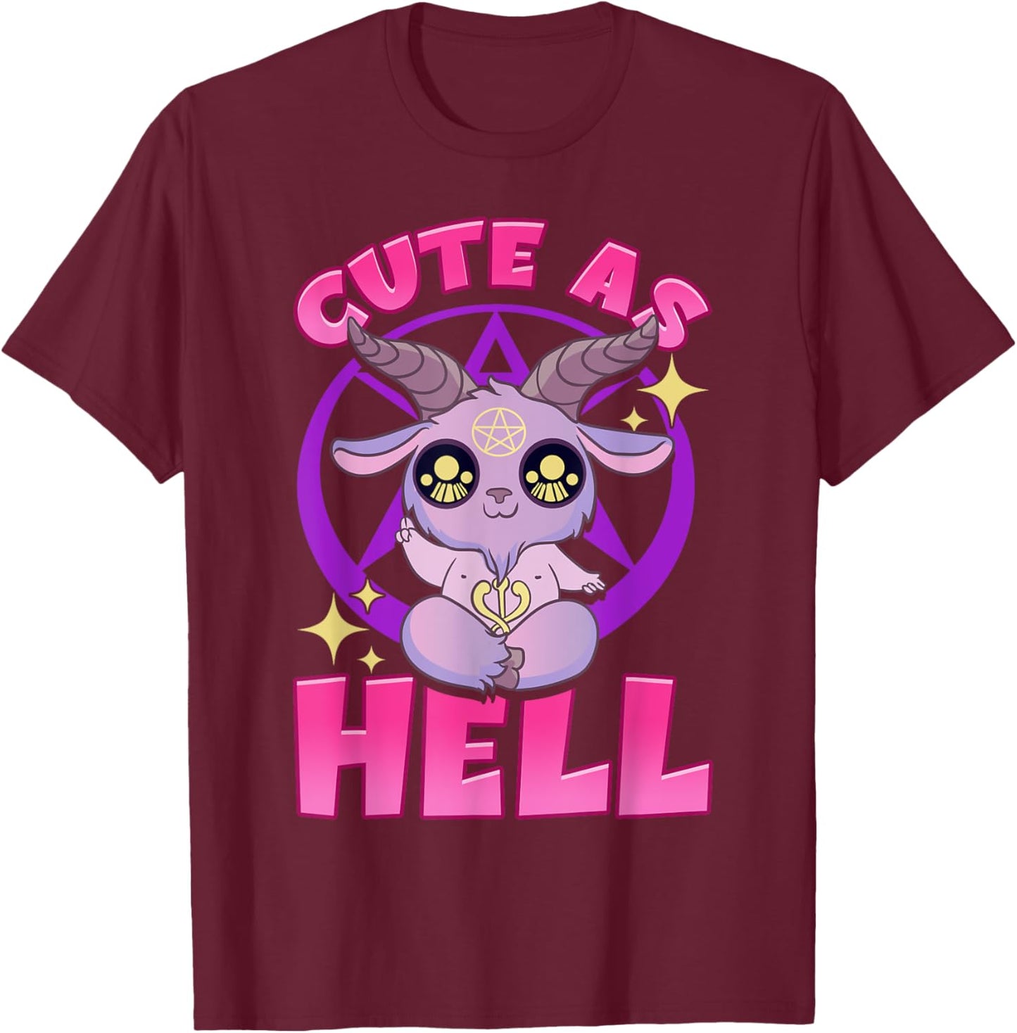 Cute As Hell Pastel Anime Kawaii Baphomet Goth Emo Pun T-Shirt - T-Shirt | Maroon