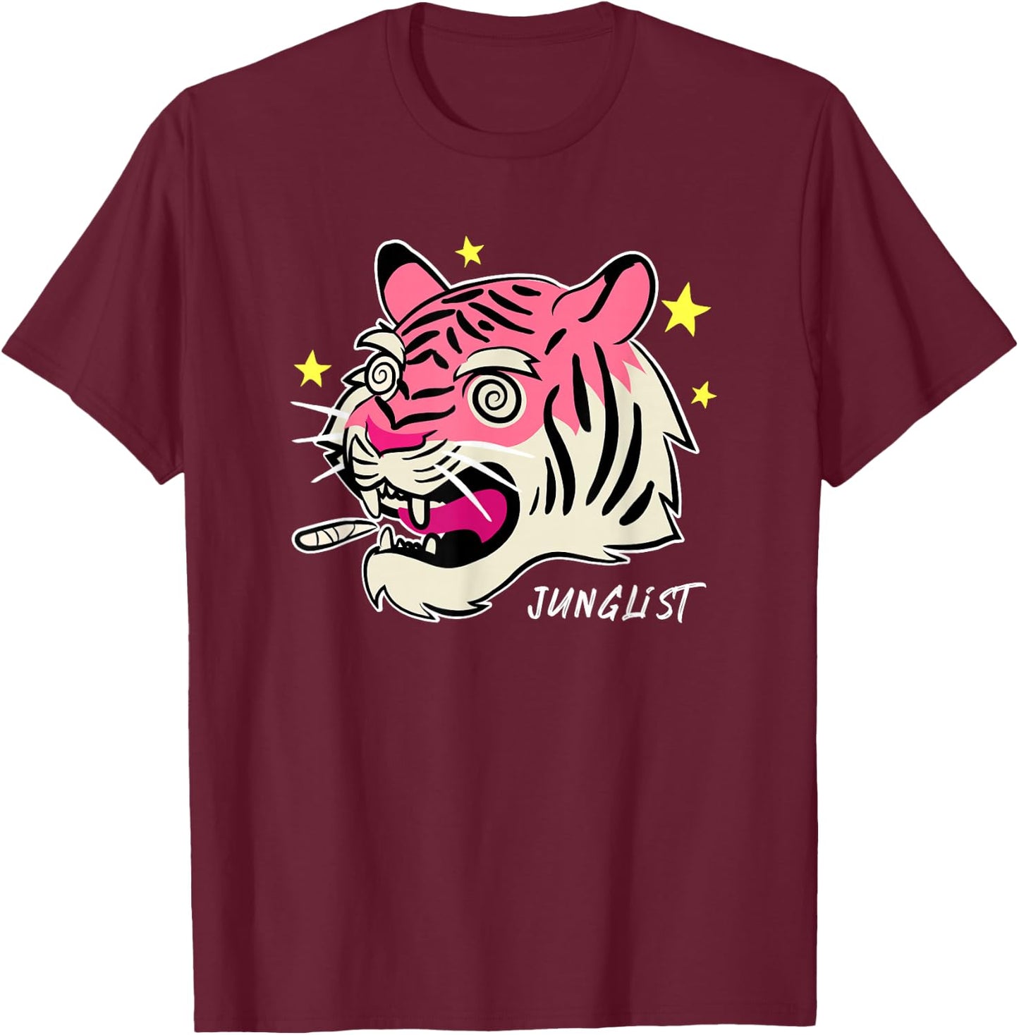 174 BPM DnB Music Junglist Tiger EDM Drum And Bass T-Shirt - T-Shirt | Maroon