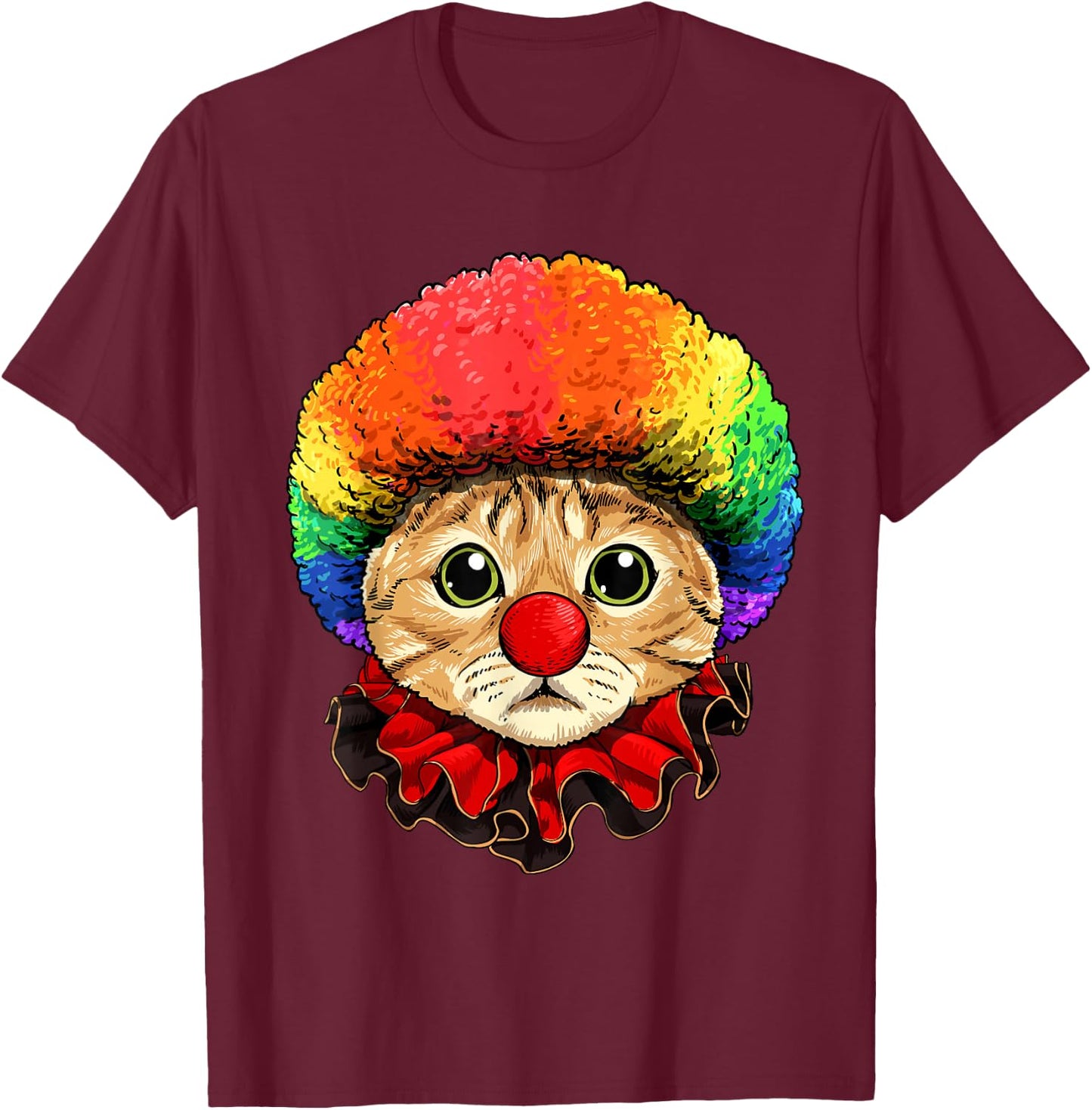 Cat Clown Feline Cat Kitten Circus T-Shirt - T-Shirt | Maroon