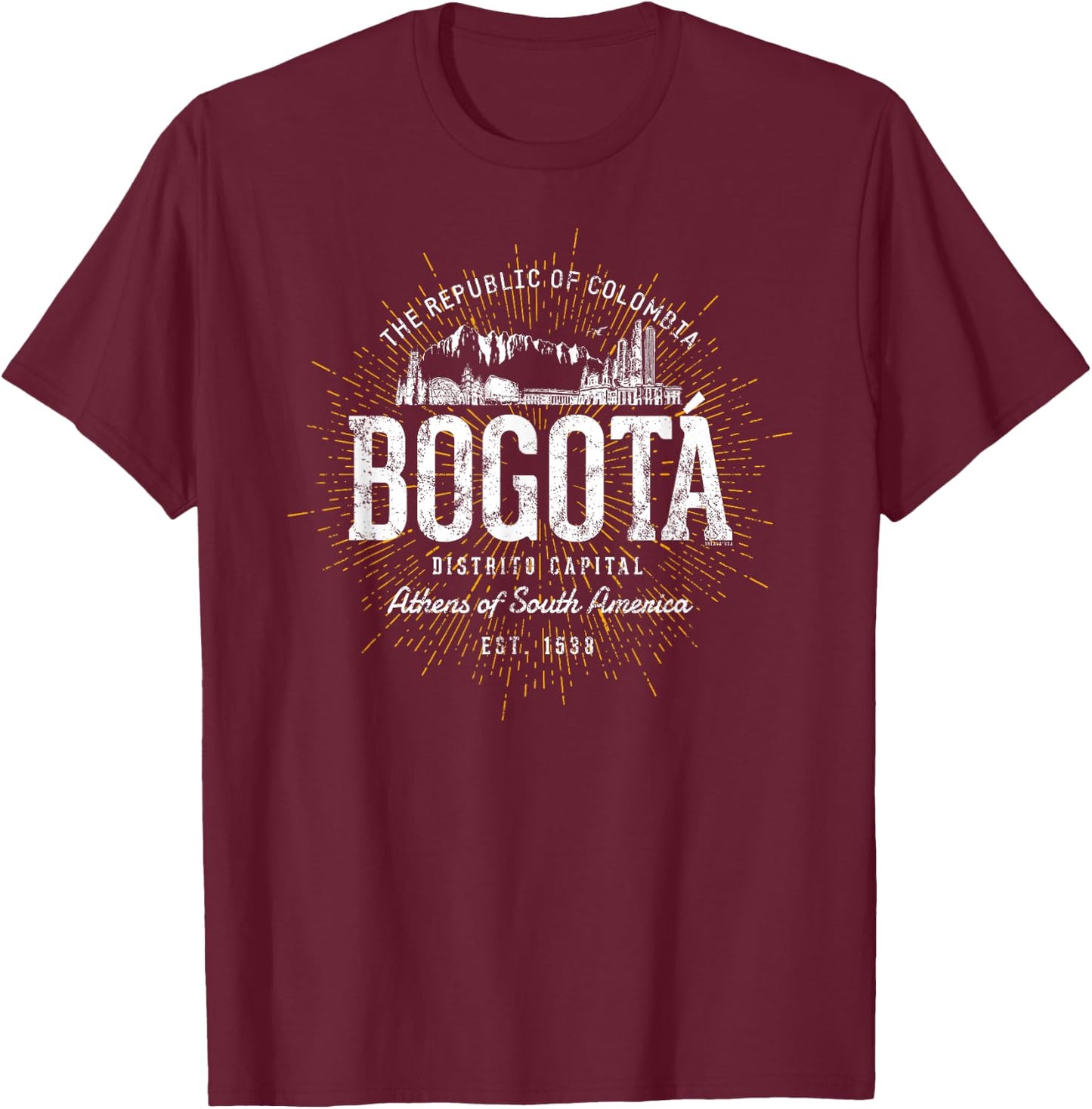 Colombia Vintage Style Retro Bogotá T-Shirt - T-Shirt | Maroon