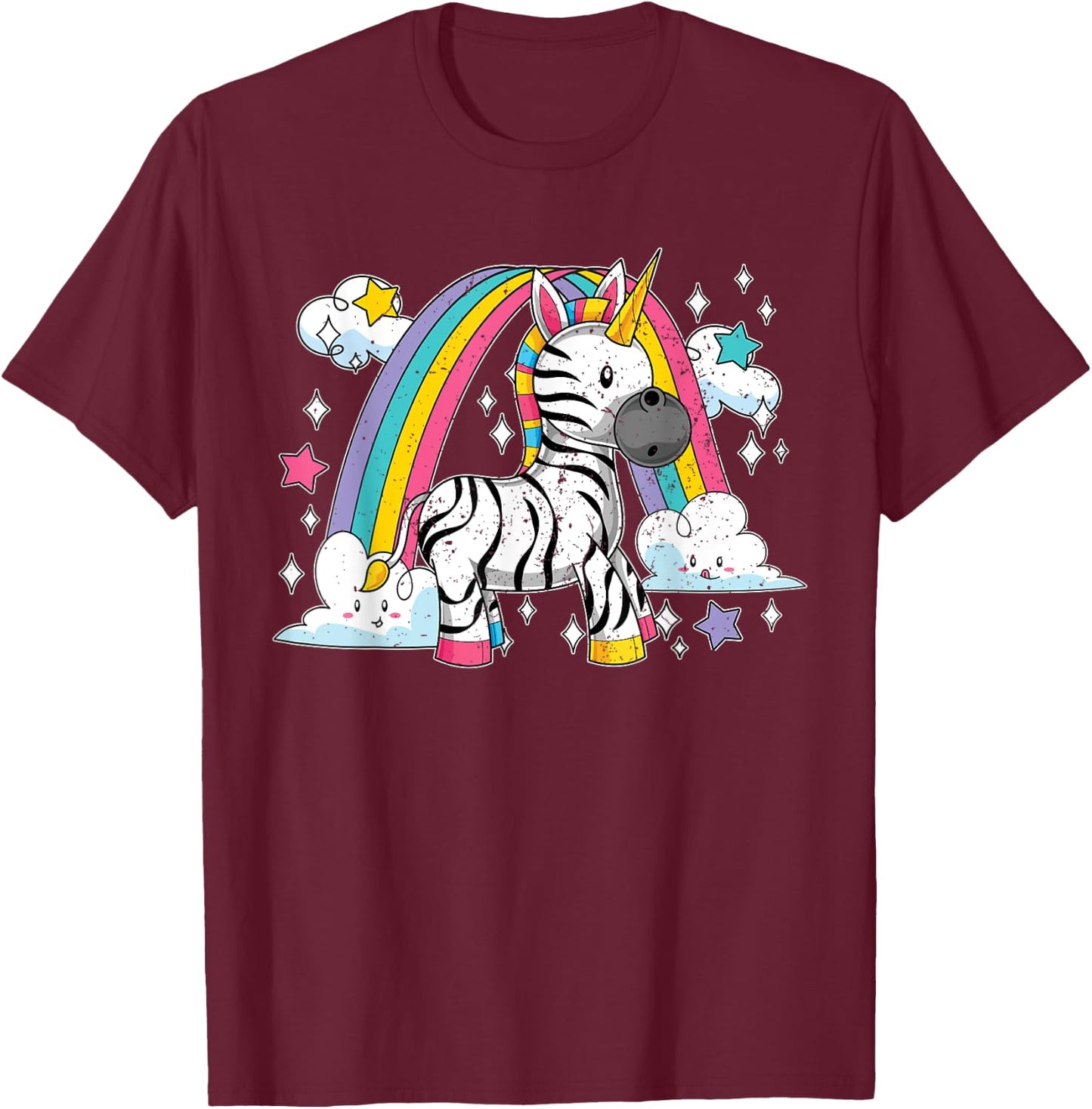 Africa Animal Zebracorn Rainbow Fairytale Zebra Unicorn T-Shirt - T-Shirt | Maroon