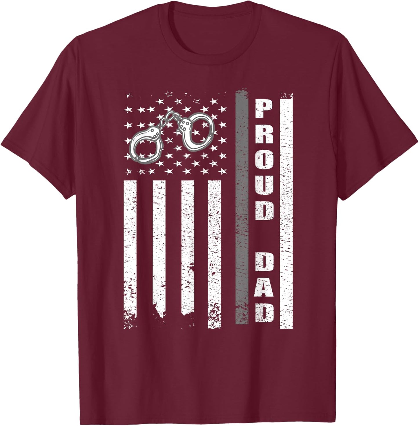 Proud Corrections Dad | US Flag Correctional Officer Dad T-Shirt - T-Shirt | Maroon