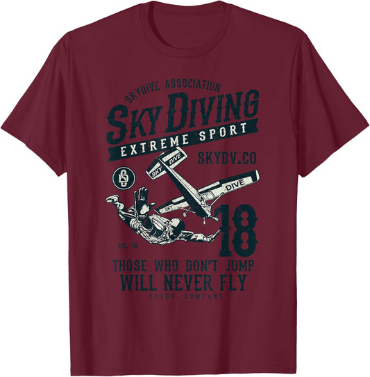 Skydiving T Shirt Parachuting Skydive Skydiver T-Shirt - T-Shirt | Maroon