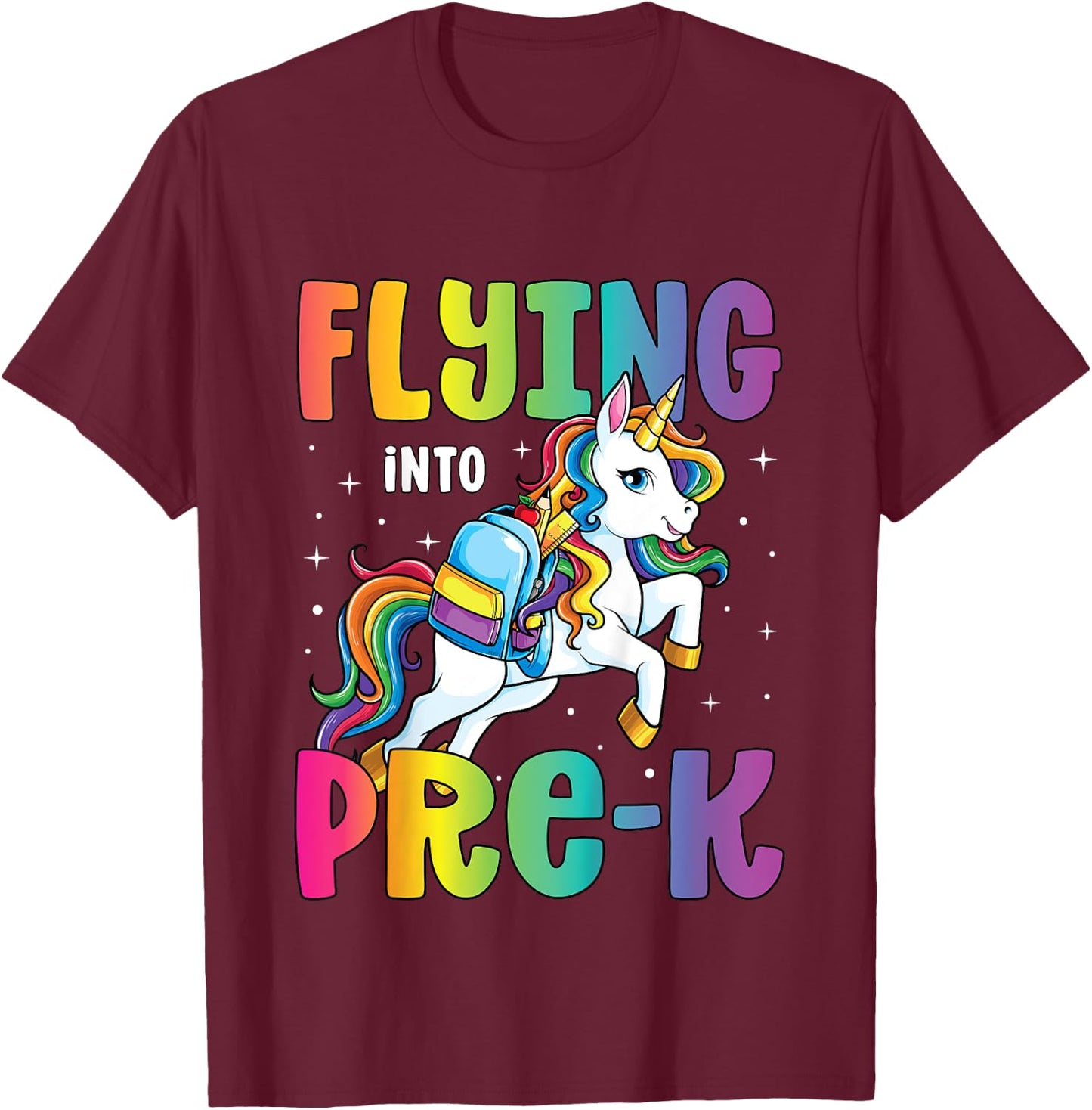 Pre Kindergarten Girls Unicorn First Day of Pre K T-Shirt - T-Shirt | Maroon