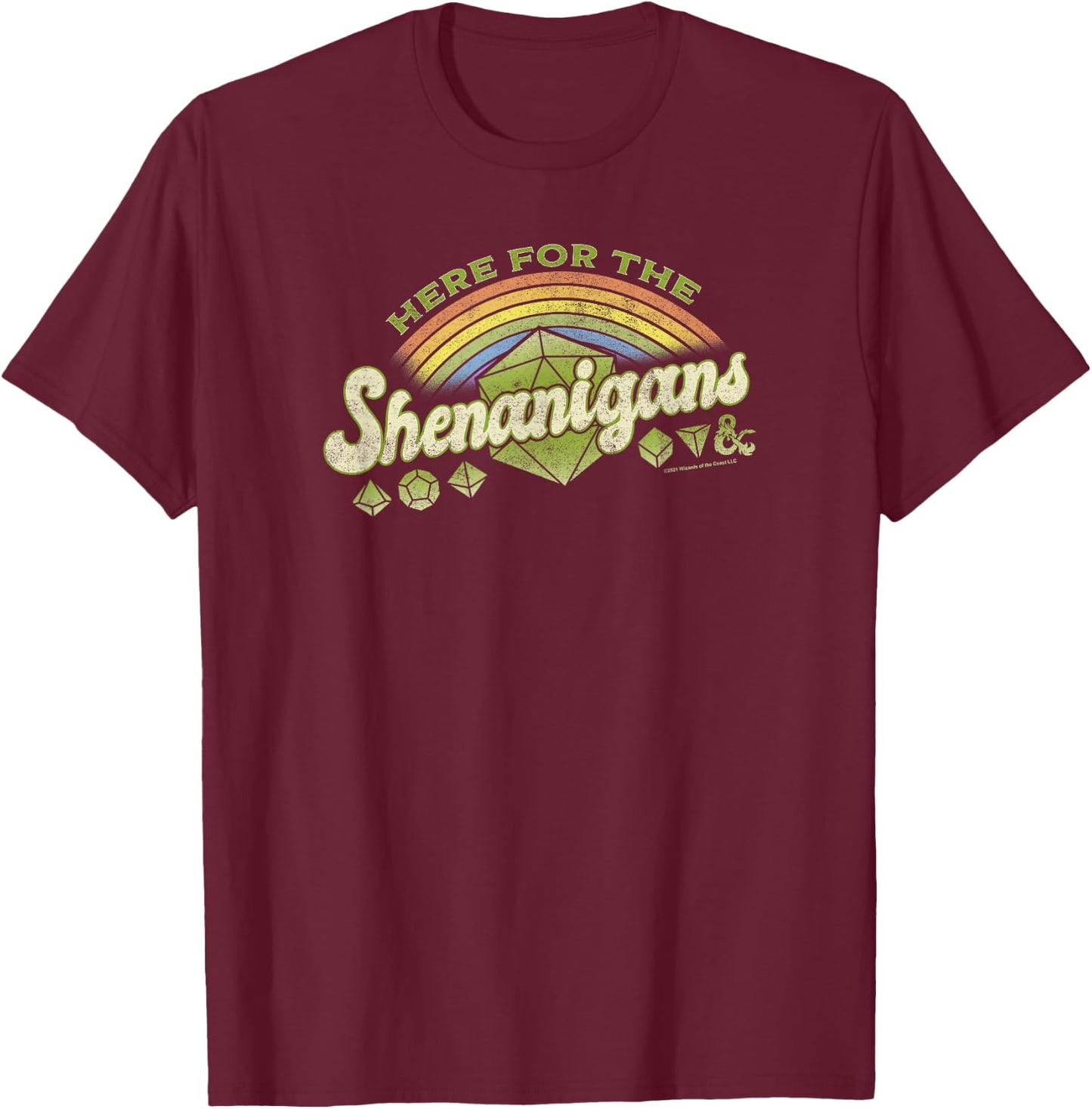Dungeons & Dragons Here For The Shenanigans St. Patrick's T-Shirt - T-Shirt | Maroon