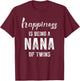 Nana Gifts Grandma Of Twins Gifts Happiness is Being a Nana T-Shirt - T-Shirt | Maroon