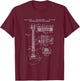 Guitar Schematic Blueprint Vintage Rocker Band Guitar Player T-Shirt - T-Shirt | Maroon