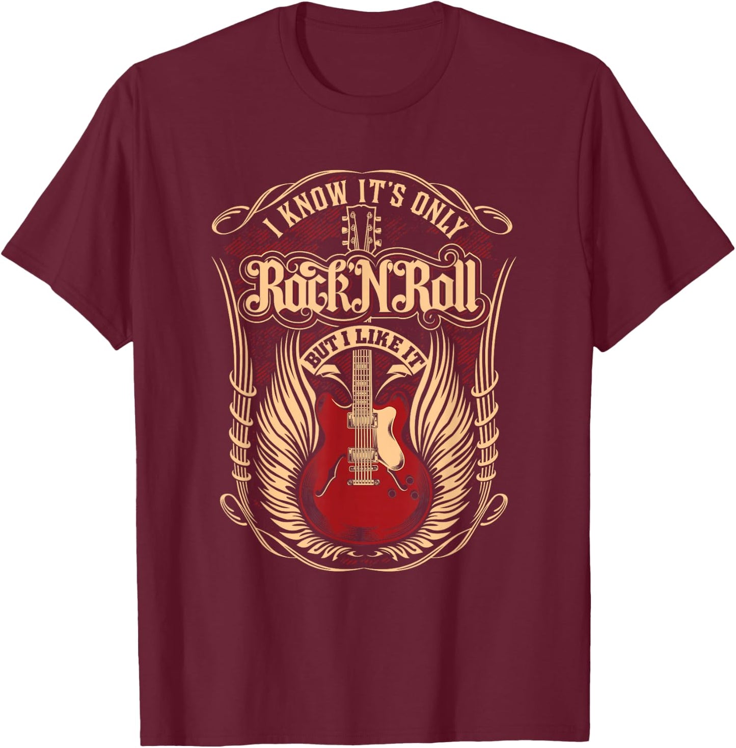 Guitar Electric Guitar Musician Guitarist Rock And Roll T-Shirt - T-Shirt | Maroon