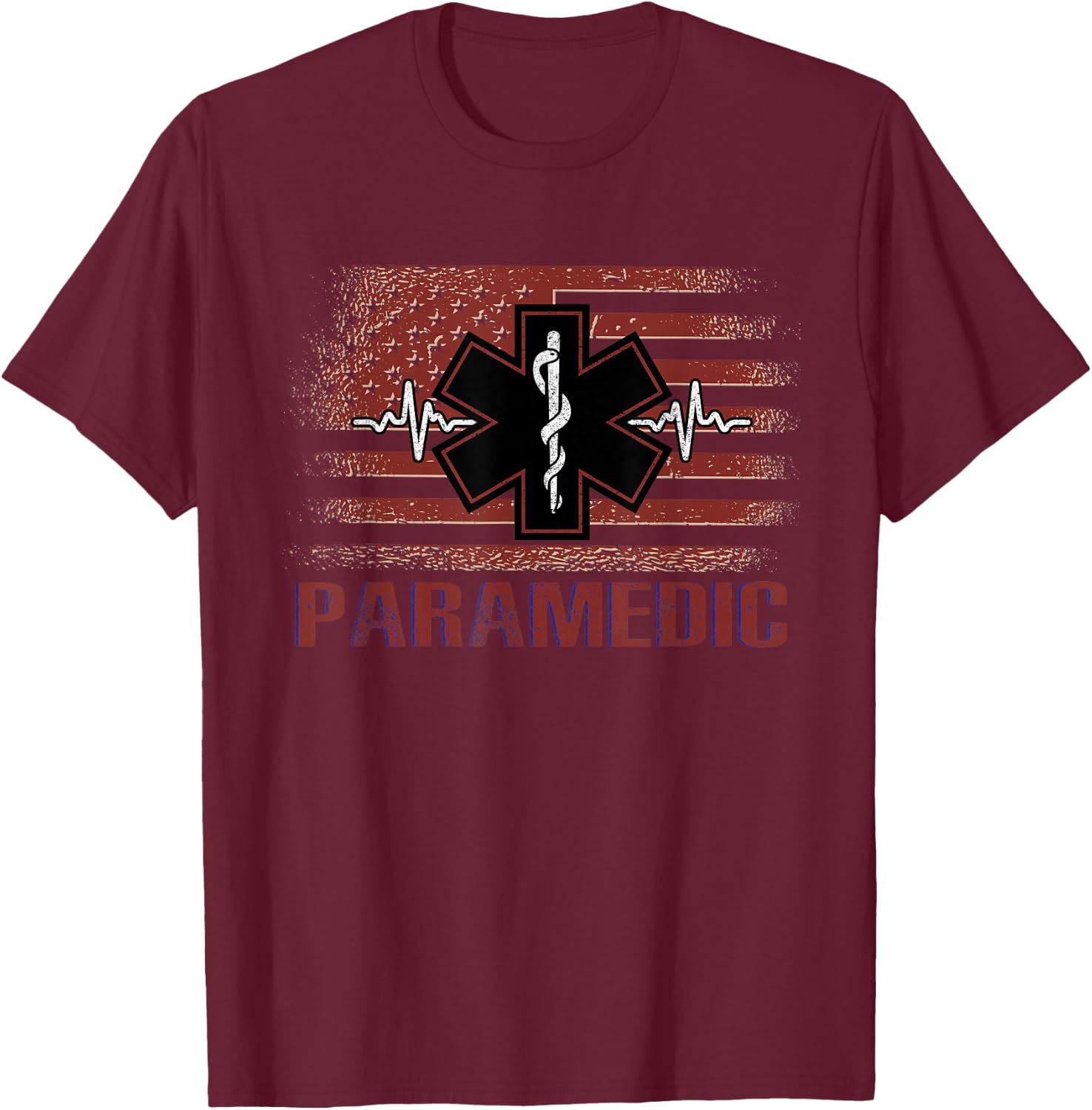 American Flag - Paramedic T-Shirt - T-Shirt | Maroon