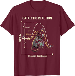 Catalytic Reaction Chemistry Cat Funny Science T-Shirt - T-Shirt | Maroon