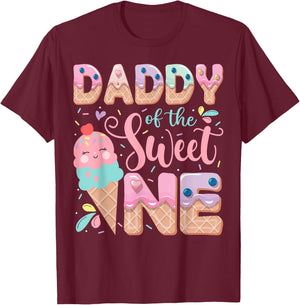 Daddy Of The Sweet One Ice Cream 1St Birthday Party T-Shirt - T-Shirt | Maroon
