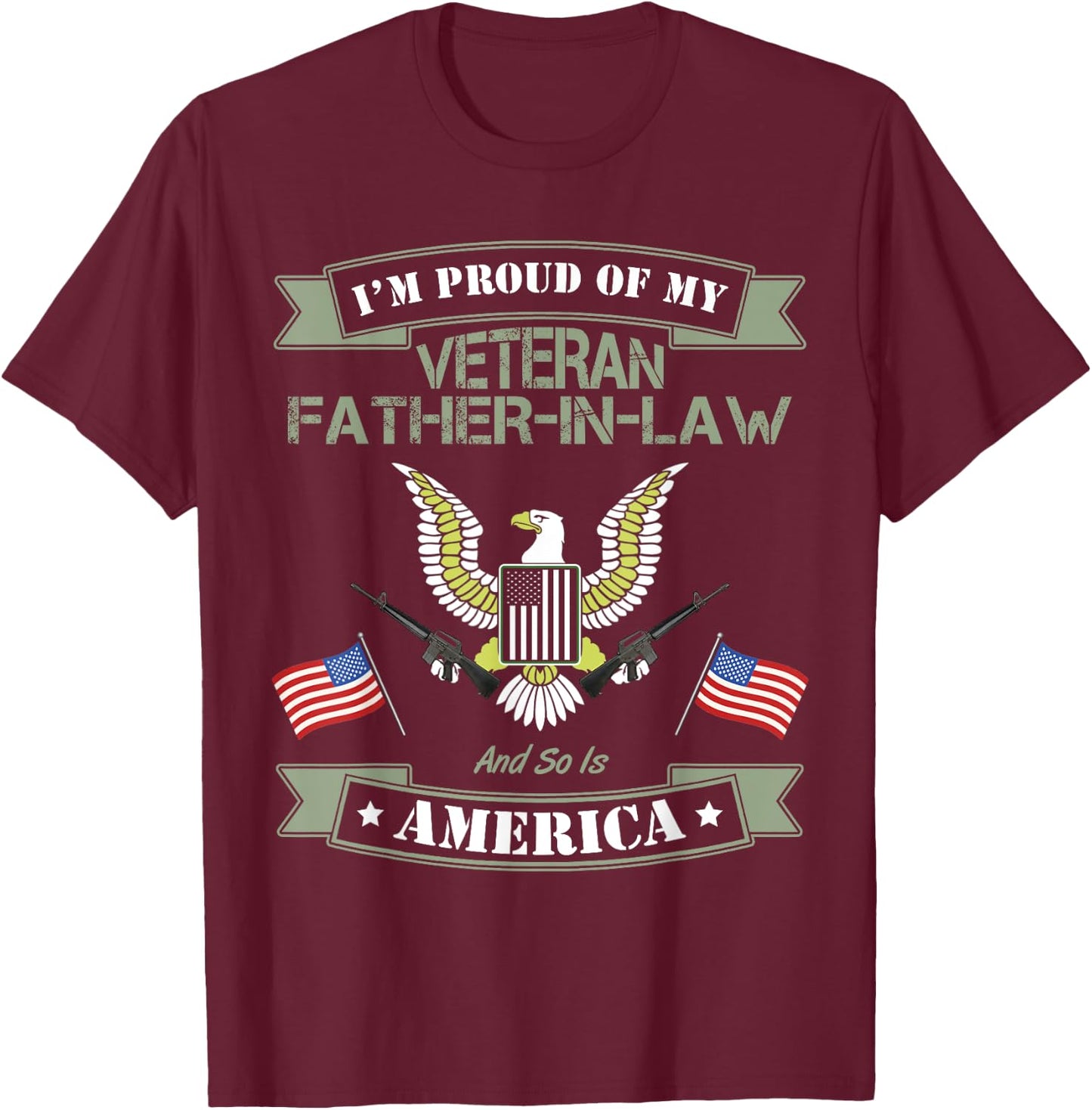 My Father-In-Law Is A Veteran USA American Flag Kids Men T-Shirt - T-Shirt | Maroon