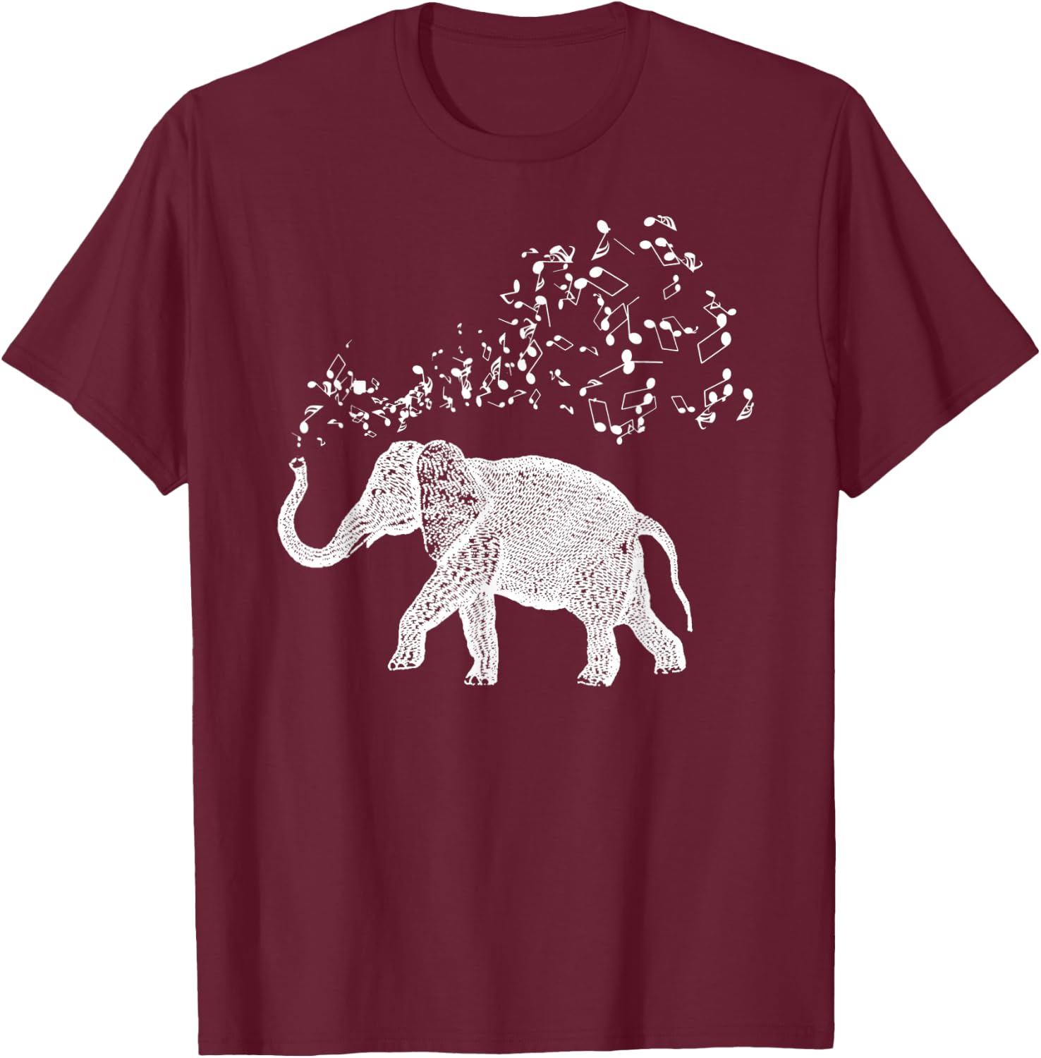 Elephant and musical notes T-Shirt - T-Shirt | Maroon