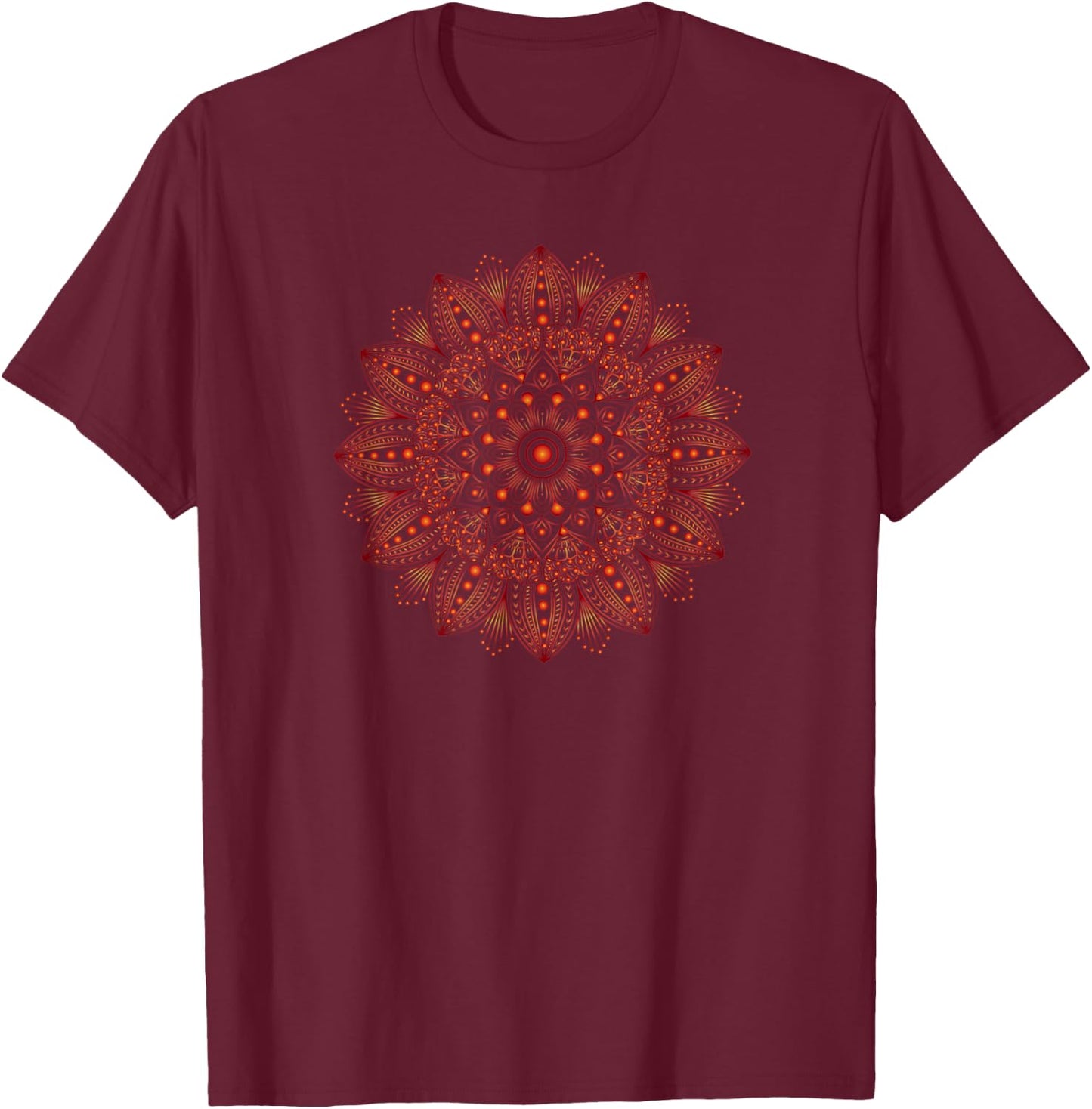 Shirt Mandala Flower, Vintage retro T-Shirt - T-Shirt | Maroon