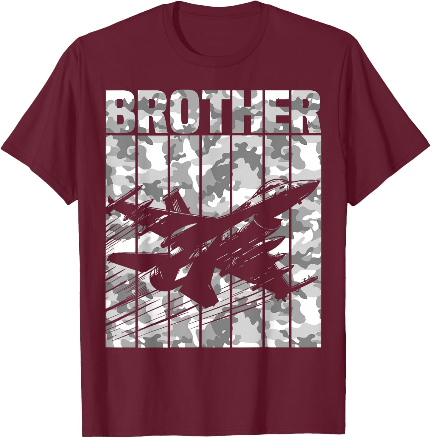 Brother Matching Family Camo Military Fighter Jet Birthday T-Shirt - T-Shirt | Maroon