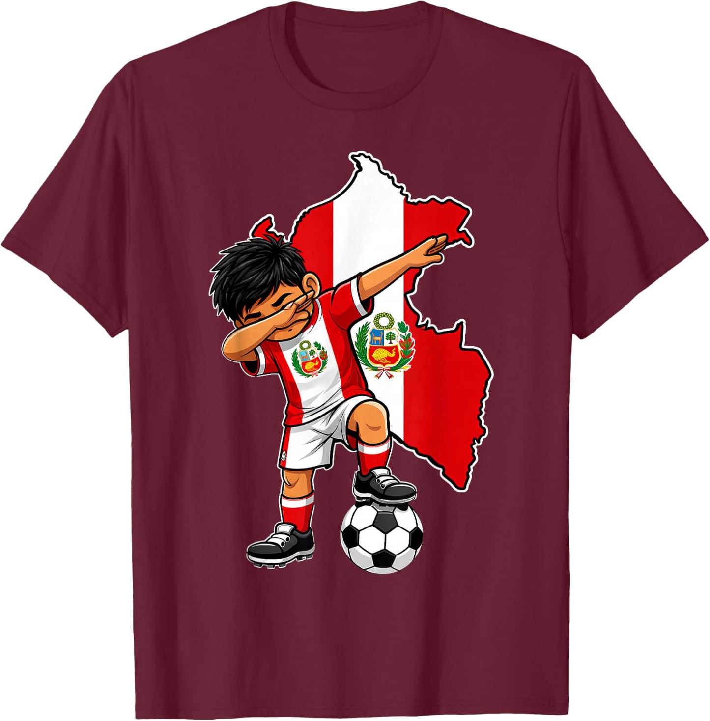 Soccer Peru Jersey Boy Peruvian Boys T-Shirt - T-Shirt | Maroon