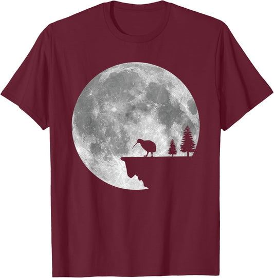 Great Kiwi Bird Moon Design Nature Kiwis T-Shirt - T-Shirt | Maroon