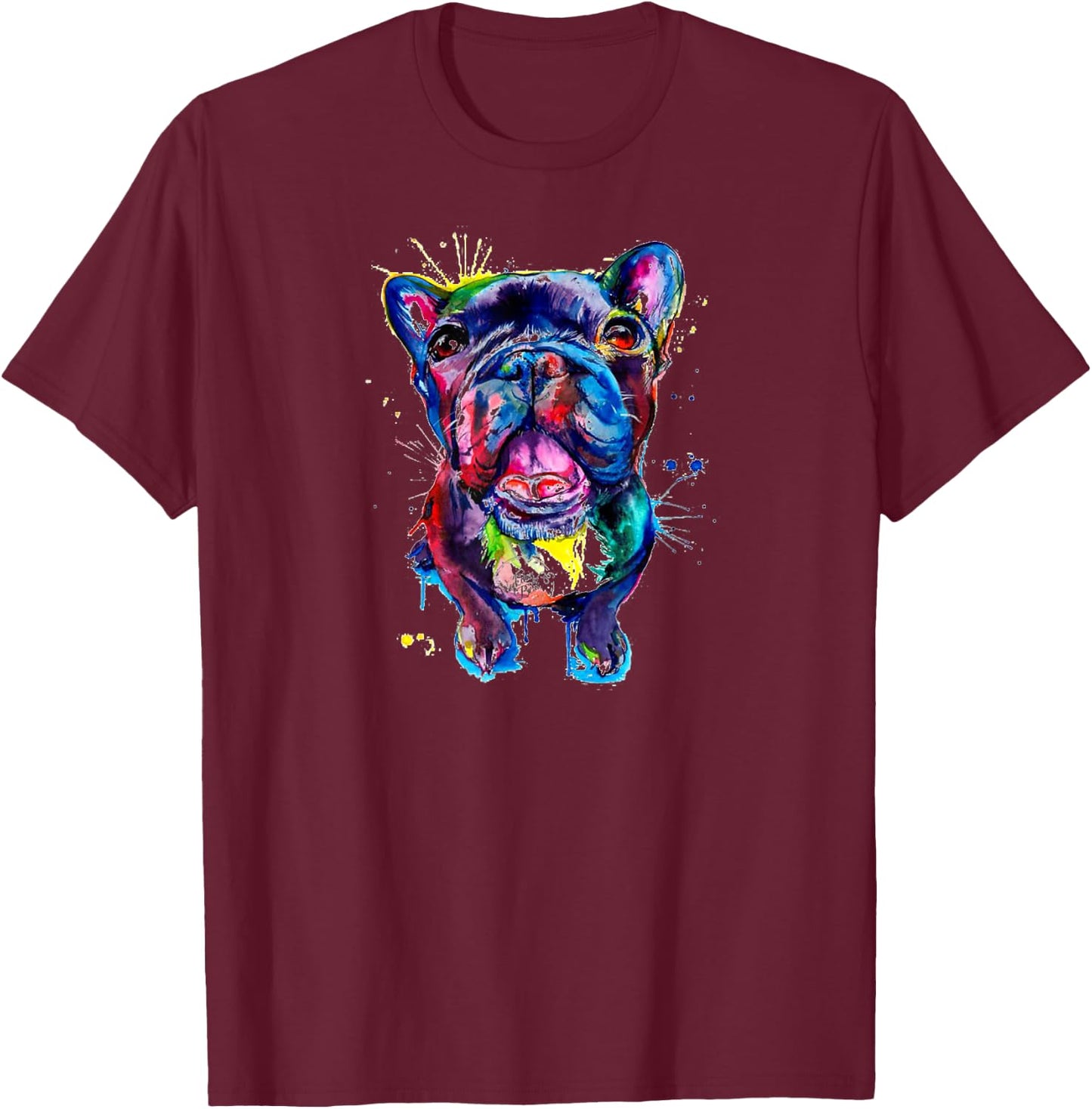 French Bulldog Pug Pit bull Pet Puppy Cute Art T-Shirt - T-Shirt | Maroon