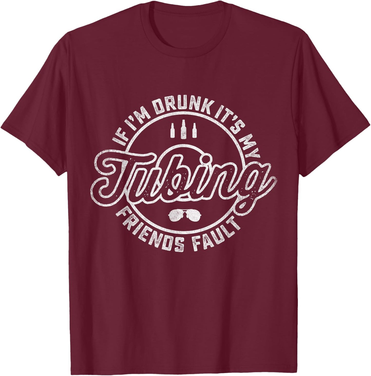 Drinking Tubing Floating Down The River Funny Boating T-Shirt - T-Shirt | Maroon