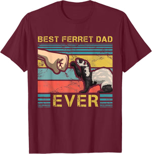 Best Ferret Dad Ever Fathers Day Animal Fatherhood T-Shirt - T-Shirt | Maroon