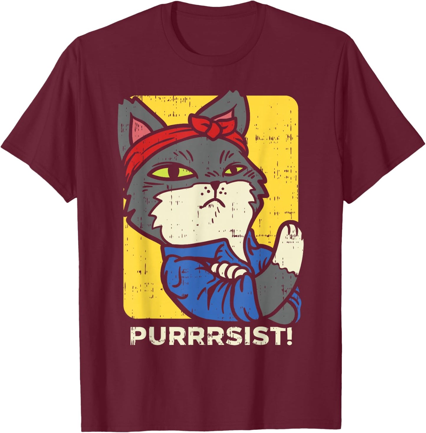 March Shirt Purrsist Persist Cat Lady We Can Do It T-Shirt - T-Shirt | Maroon
