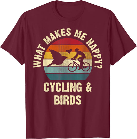 Bird and Cycling Lover Bike Pet Bicycle Vintage Animal Cute T-Shirt - T-Shirt | Maroon