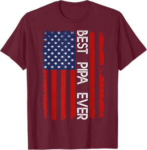 Best PIPA Ever Vintage American Flag Fathers Day T-Shirt - T-Shirt | Maroon