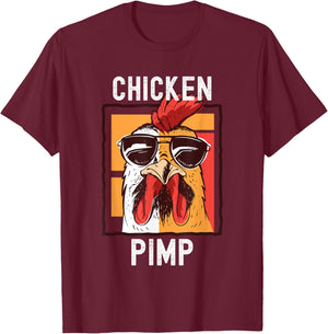Chicken Pimp, Retro Vintage Farm Chicken Lover Gift T-Shirt - T-Shirt | Maroon