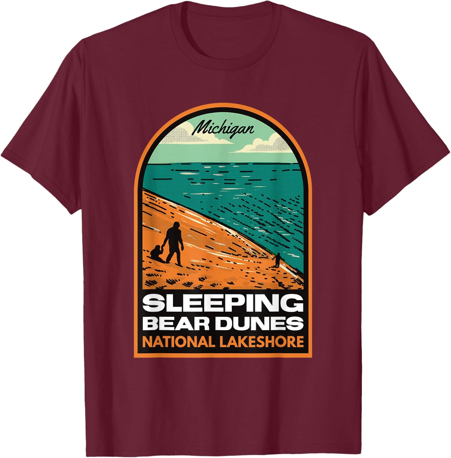 Sleeping Bear Dunes National Lakeshore Michigan Vintage T-Shirt - T-Shirt | Maroon