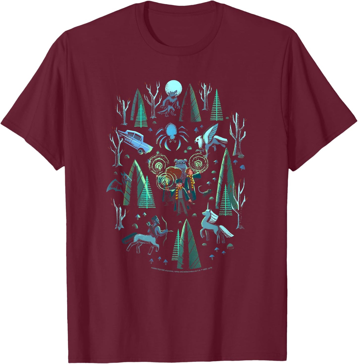 Harry Potter Group Trapped in The Forbidden Forest Small T-Shirt - T-Shirt | Maroon