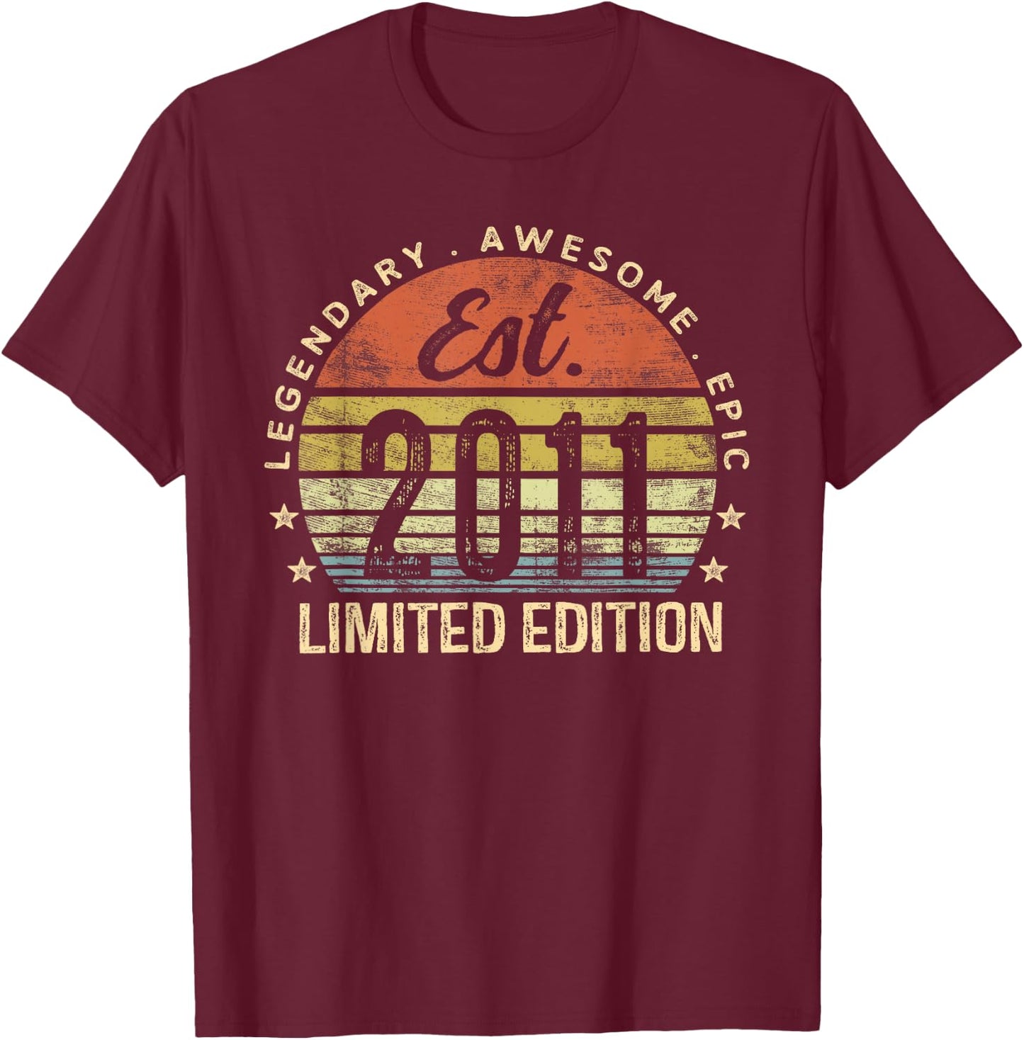 Est 2011 Limited Edition 14th Birthday Gifts 14 Year Old T-Shirt - T-Shirt | Maroon