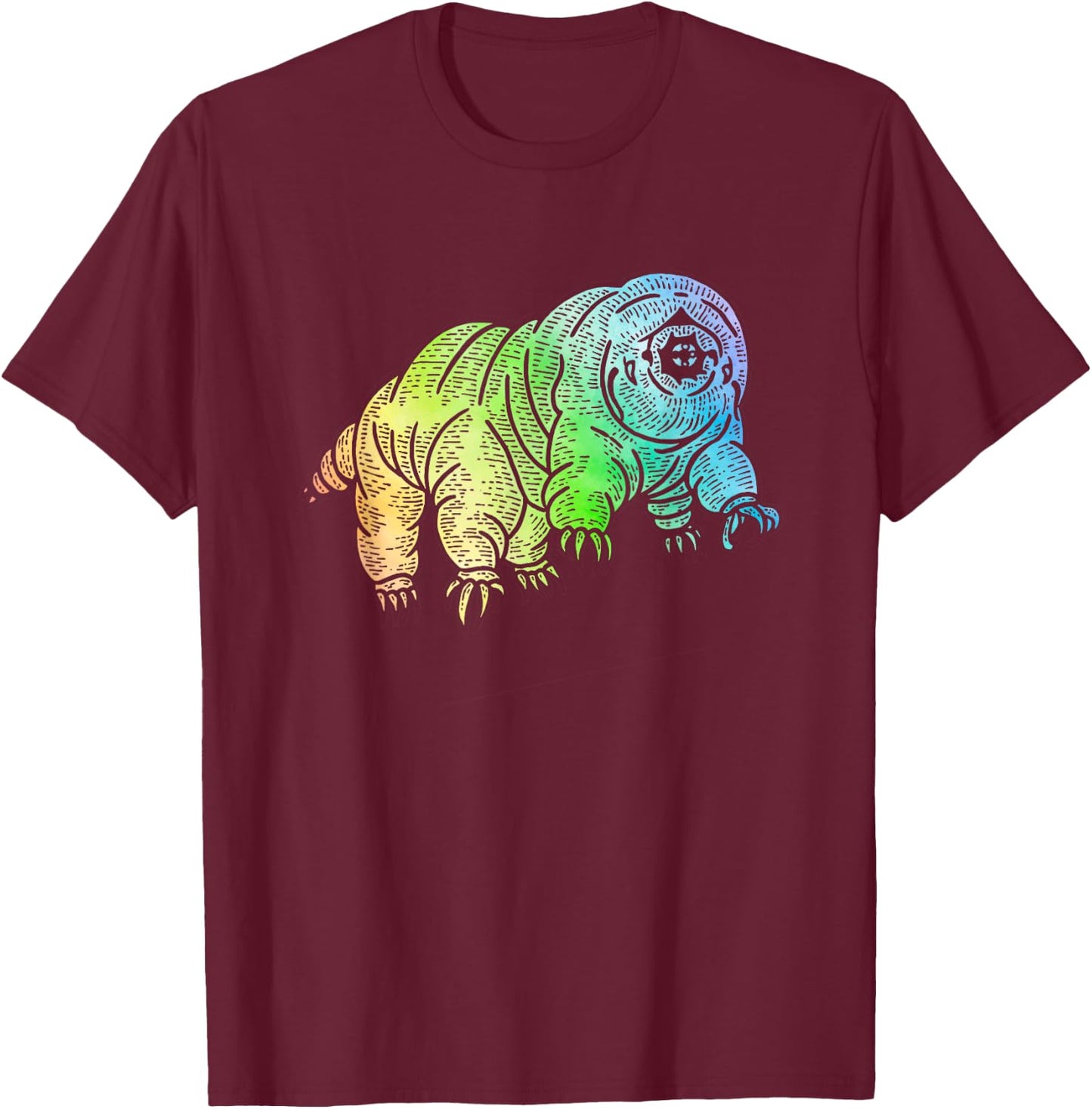 Funny Tardigrade Rainbow Water Bear Science Microbiology T-Shirt - T-Shirt | Maroon