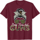 Messy Buns and Guns Wife Mom Military T-Shirt - T-Shirt | Maroon