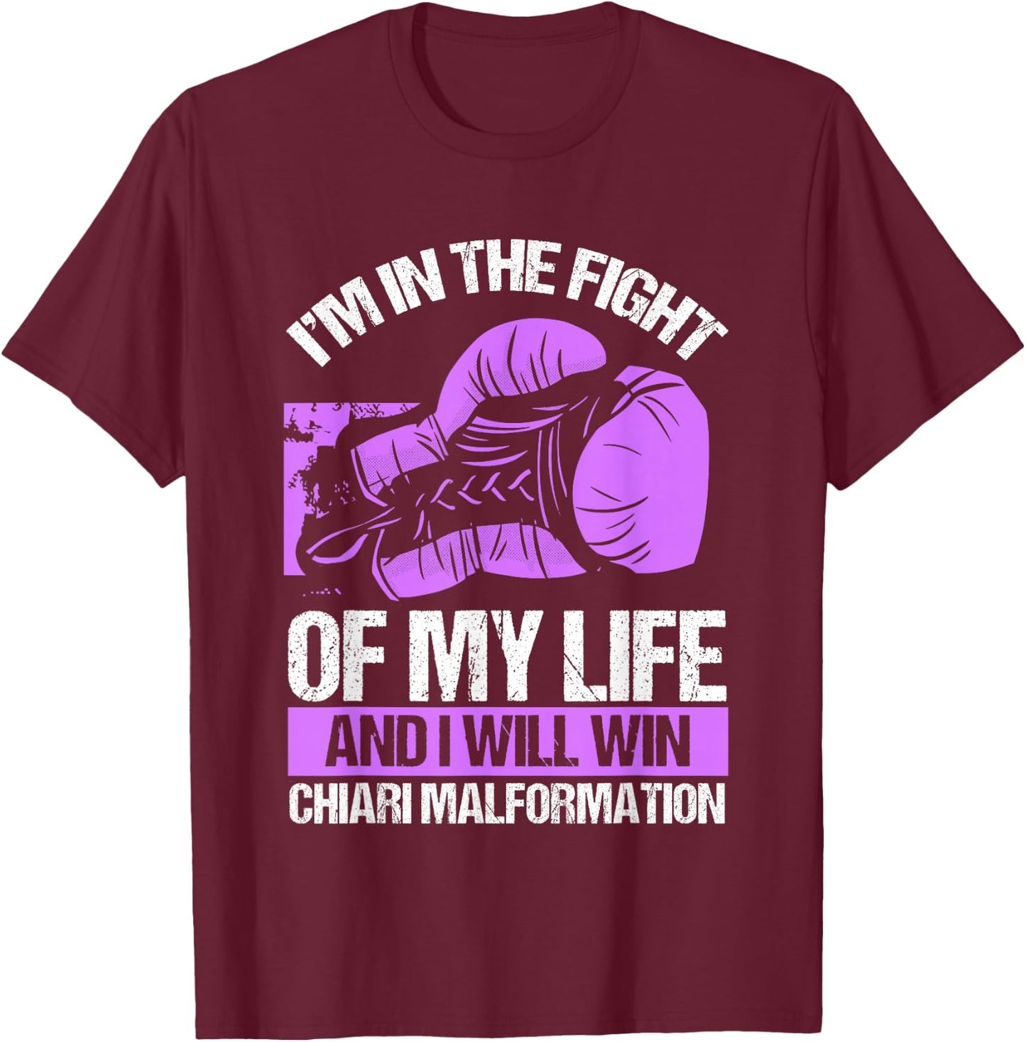 Chiari Malformation Awareness Win Survivor Purple Ribbon T-Shirt - T-Shirt | Maroon