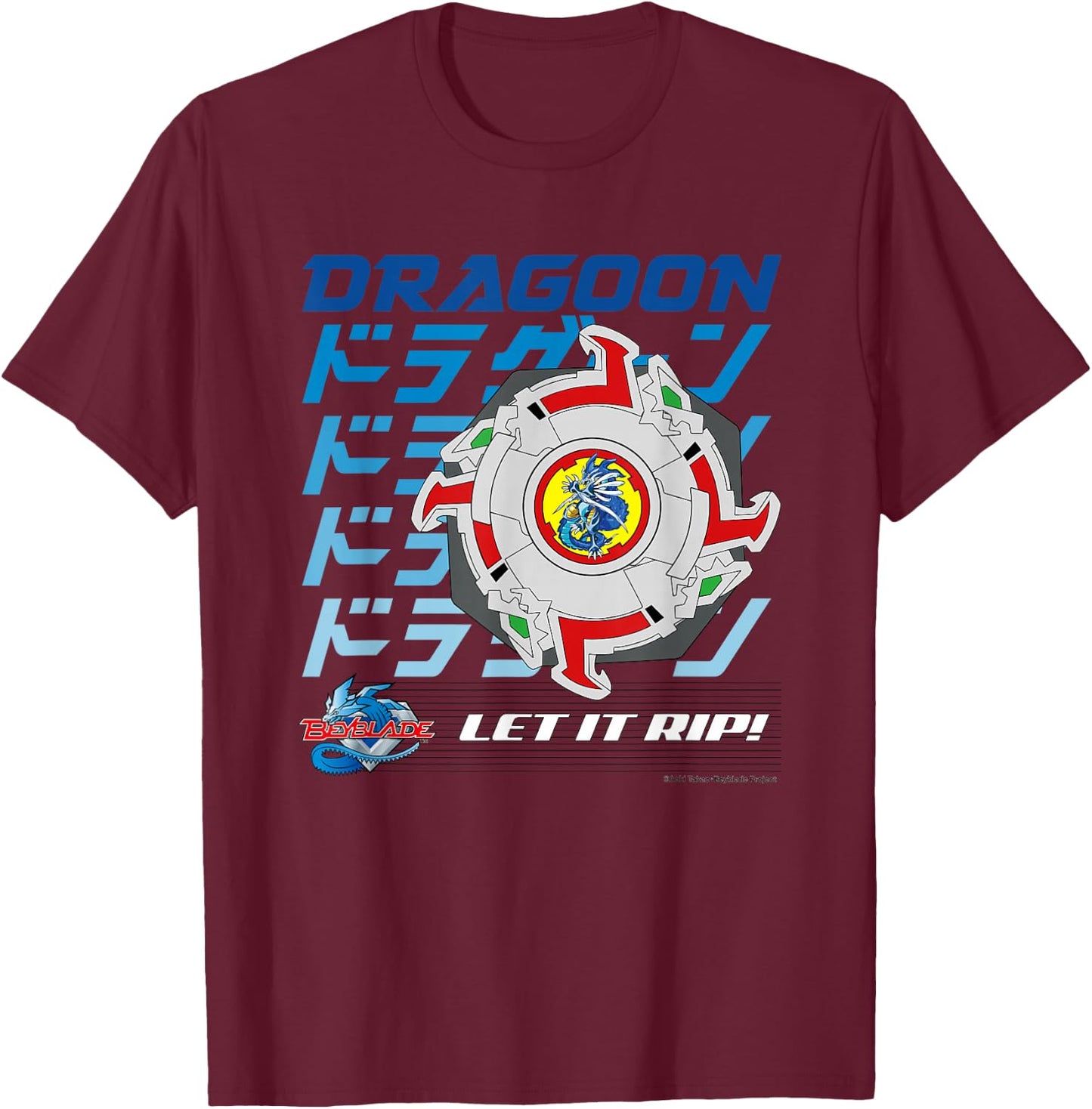 Beyblade Dragon Full Colour T-Shirt - T-Shirt | Maroon
