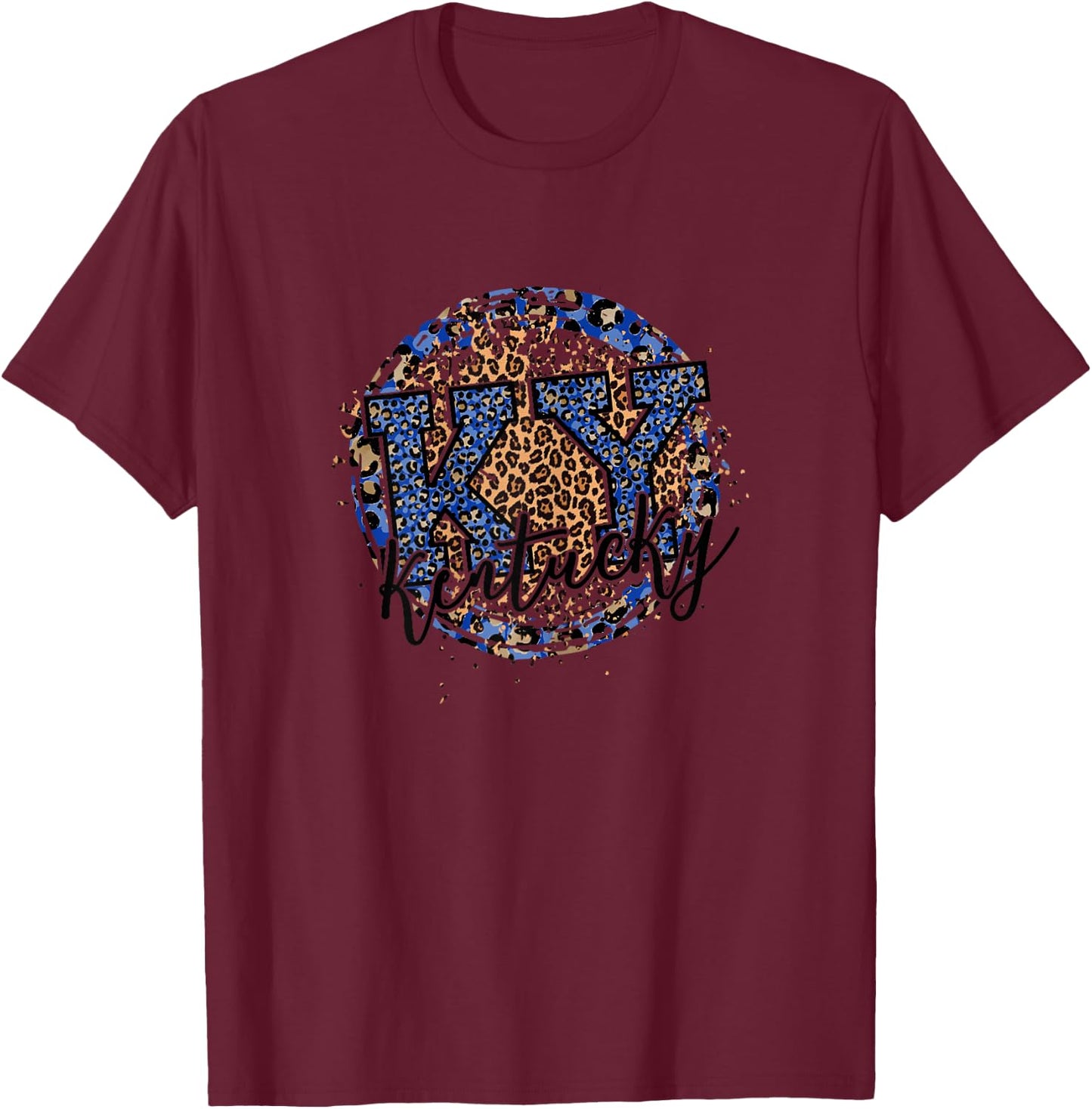 Kentucky Leopard Print KY Pride Kentucky Girl Cute State T-Shirt - T-Shirt | Maroon