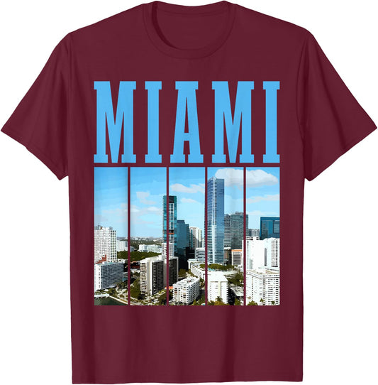 Miami Skyline 305 Florida Vintage Pride T-Shirt - T-Shirt | Maroon