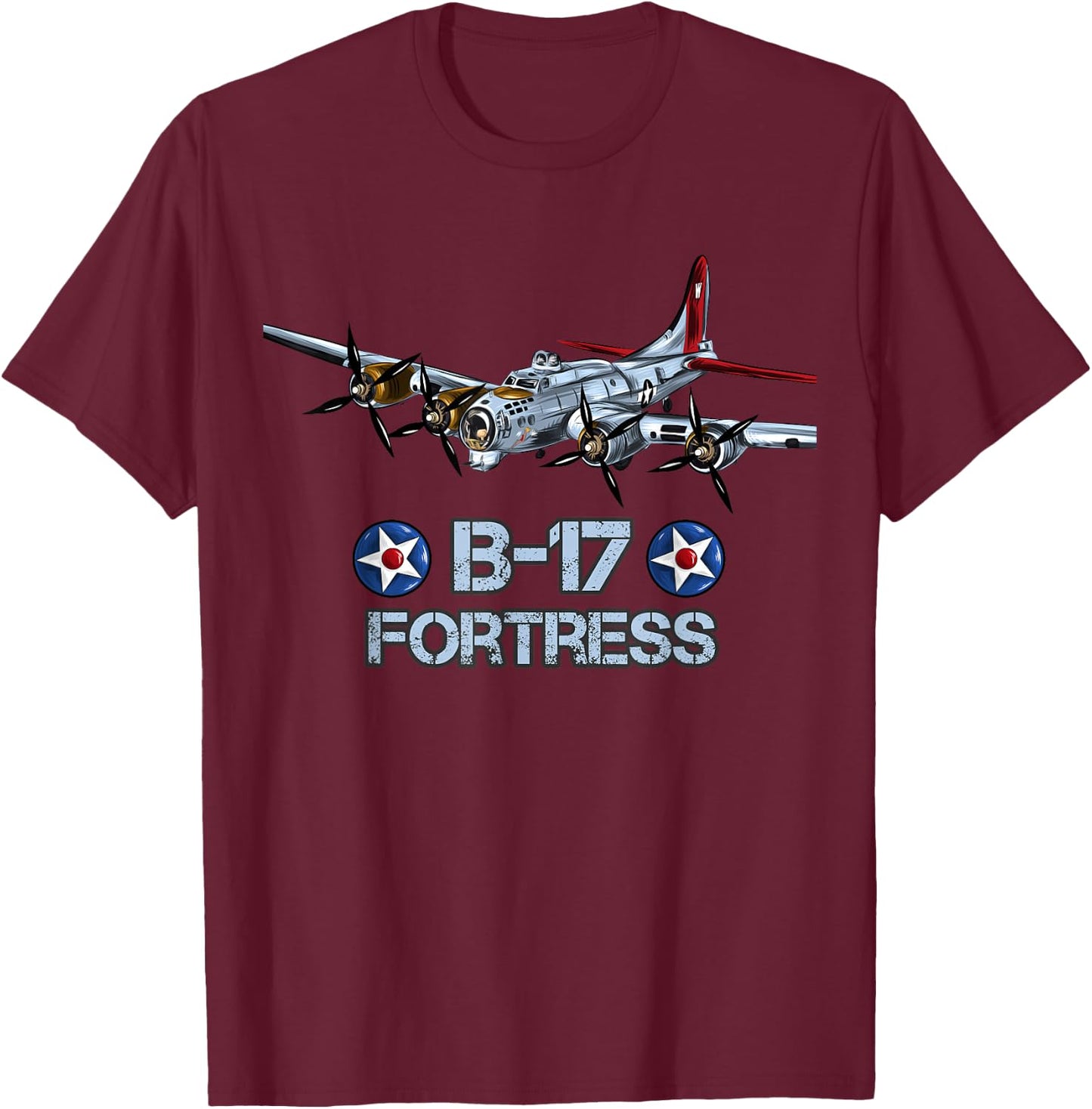 American WW2 Aircraft B-17 Flying Fortress T-Shirt - T-Shirt | Maroon