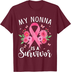 October Breast Cancer Support My Nonna Is A Survivor T-Shirt - T-Shirt | Maroon
