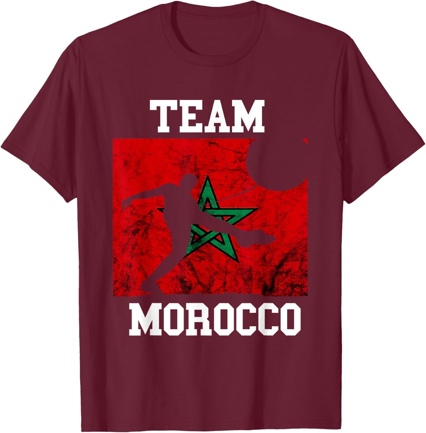 Morocco Moroccan Soccer Team Moroccan Pride Morocco Flag T-Shirt - T-Shirt | Maroon