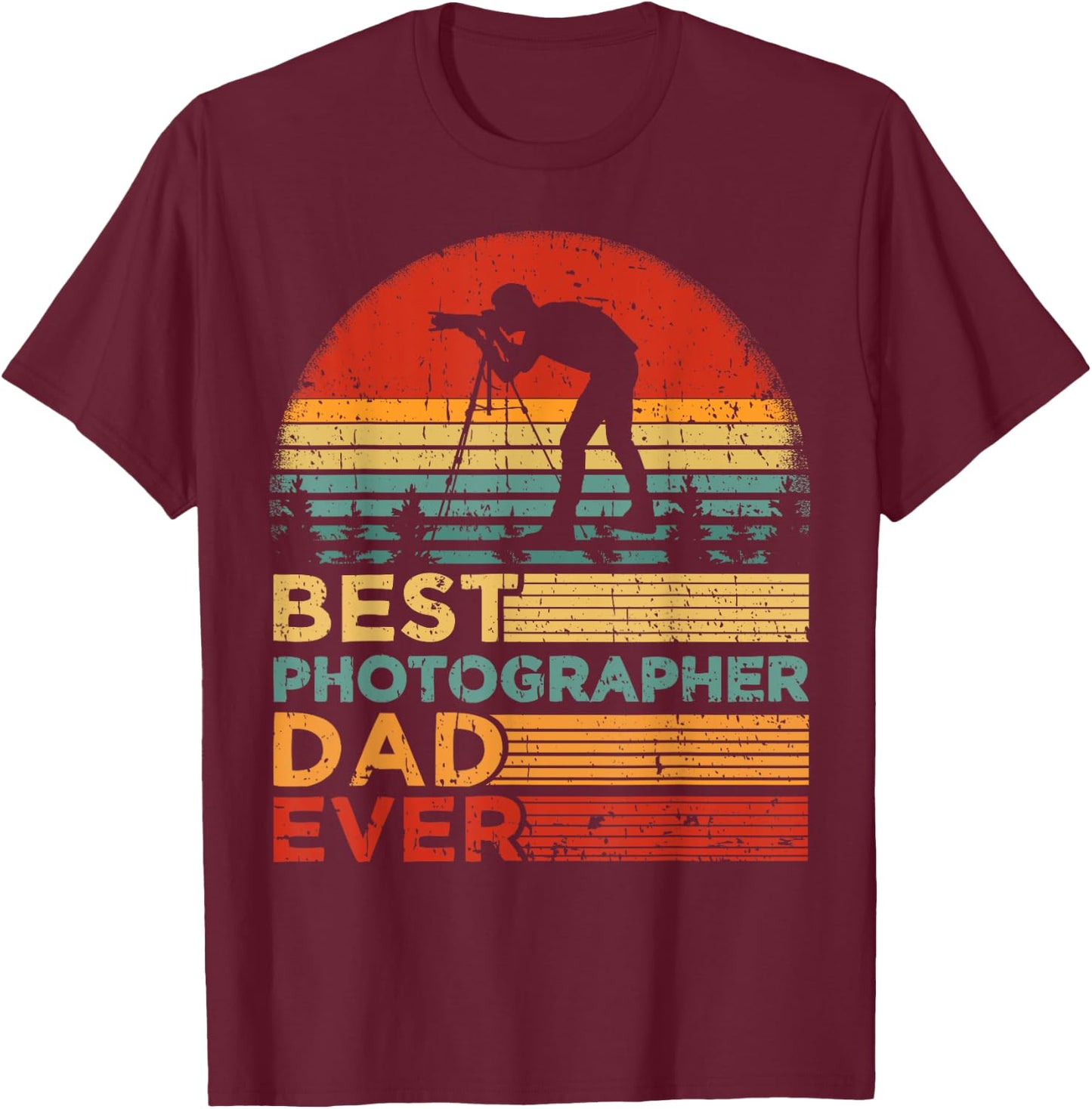 Best Photographer Dad Ever Vintage Photographer Father's Day T-Shirt - T-Shirt | Maroon