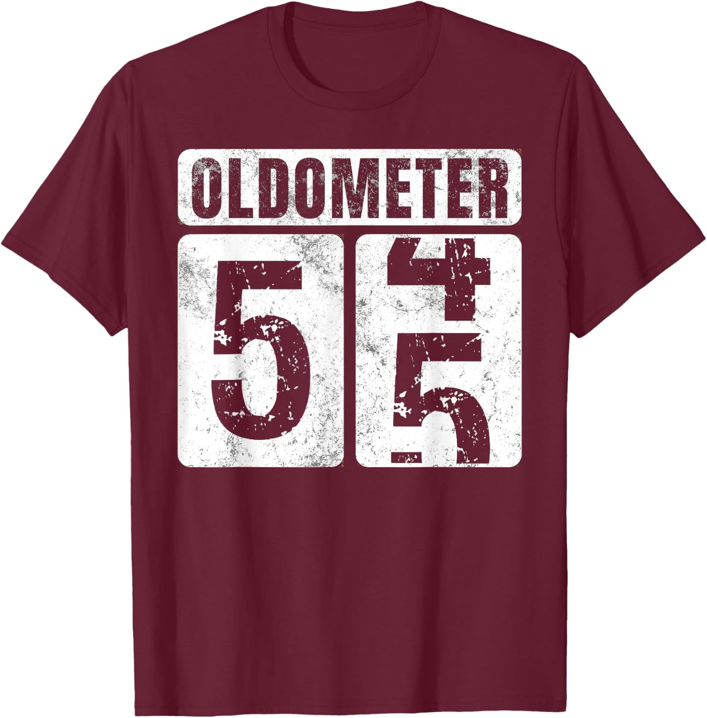 Oldometer 55 Shirt Vintage Funny 55th Birthday Gift T-Shirt - T-Shirt | Maroon