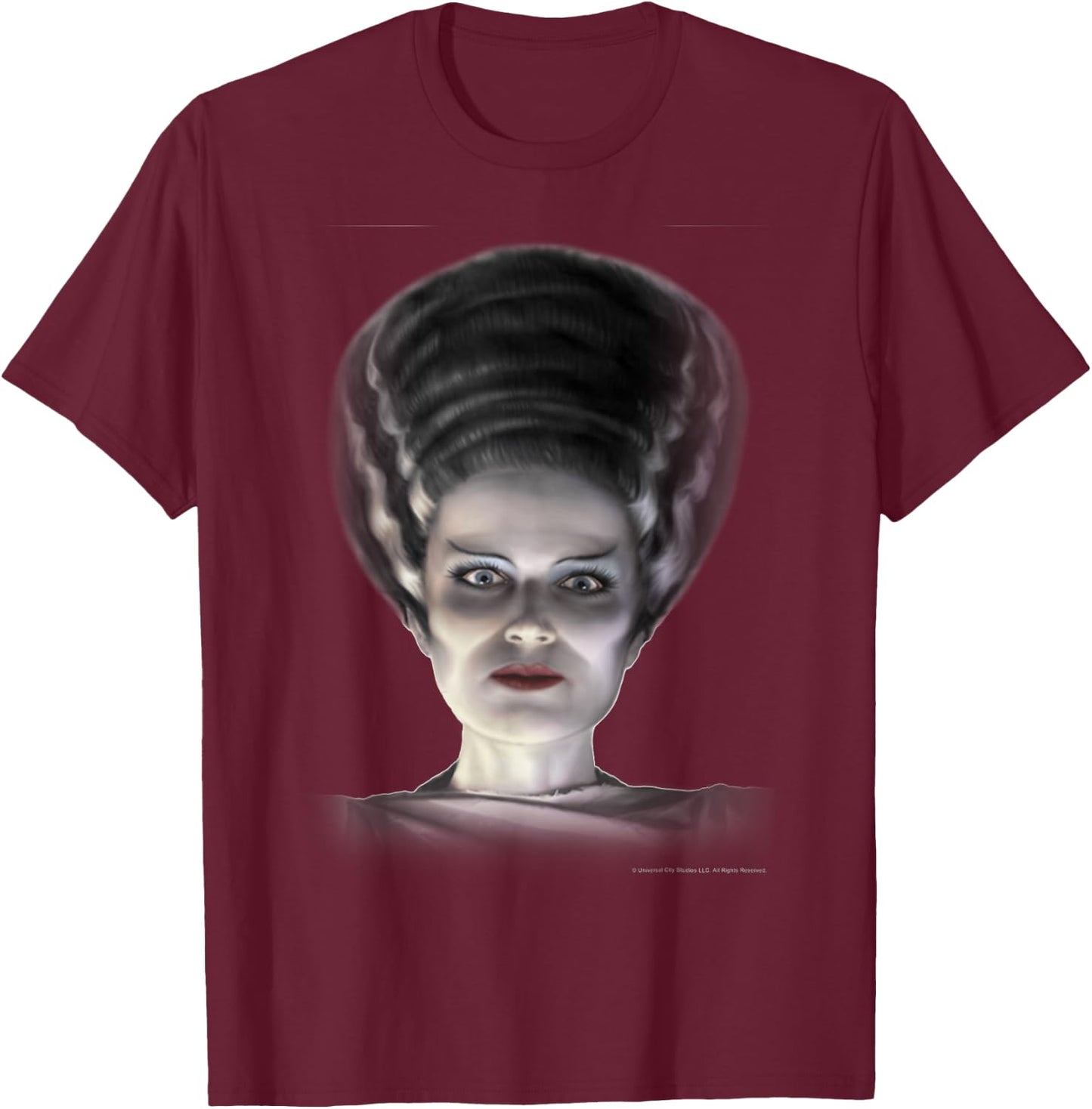 Universal Monsters Bride Of Frankenstein Big Face T-Shirt - T-Shirt | Maroon