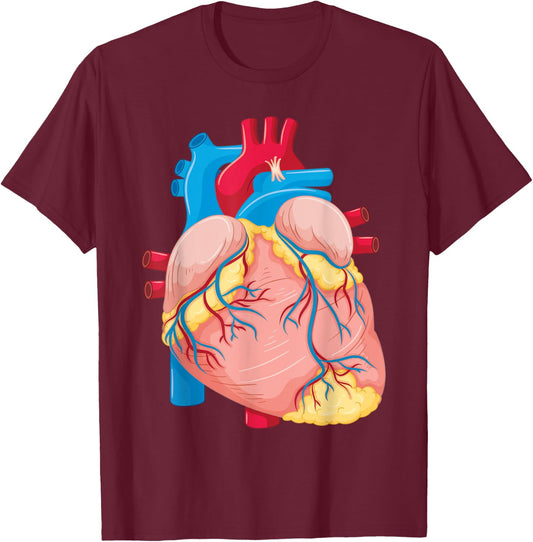 Human Anatomy Heart Cartoon Nurse Doctor Science Lover Gifts T-Shirt - T-Shirt | Maroon