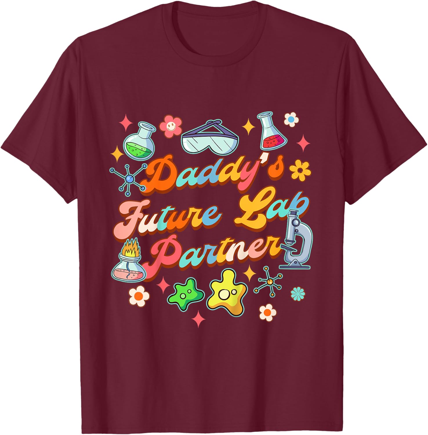 Kids Future Lab Tech Scientist Baby Daddy's Future Lab Partner T-Shirt - T-Shirt | Maroon