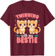 Twins Day | Friends Matching | Twinning Bestie Cat T-Shirt - T-Shirt | Maroon