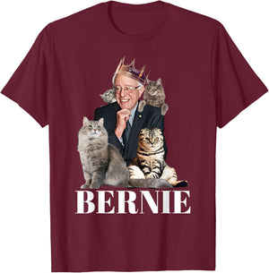 Bernie Sanders Funny Cat Gift T-Shirt - T-Shirt | Maroon